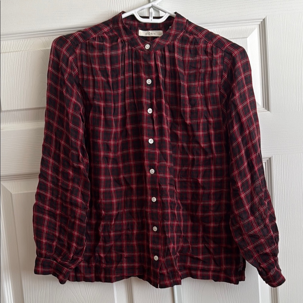 Red and Black Plaid Button-Up Shirt
